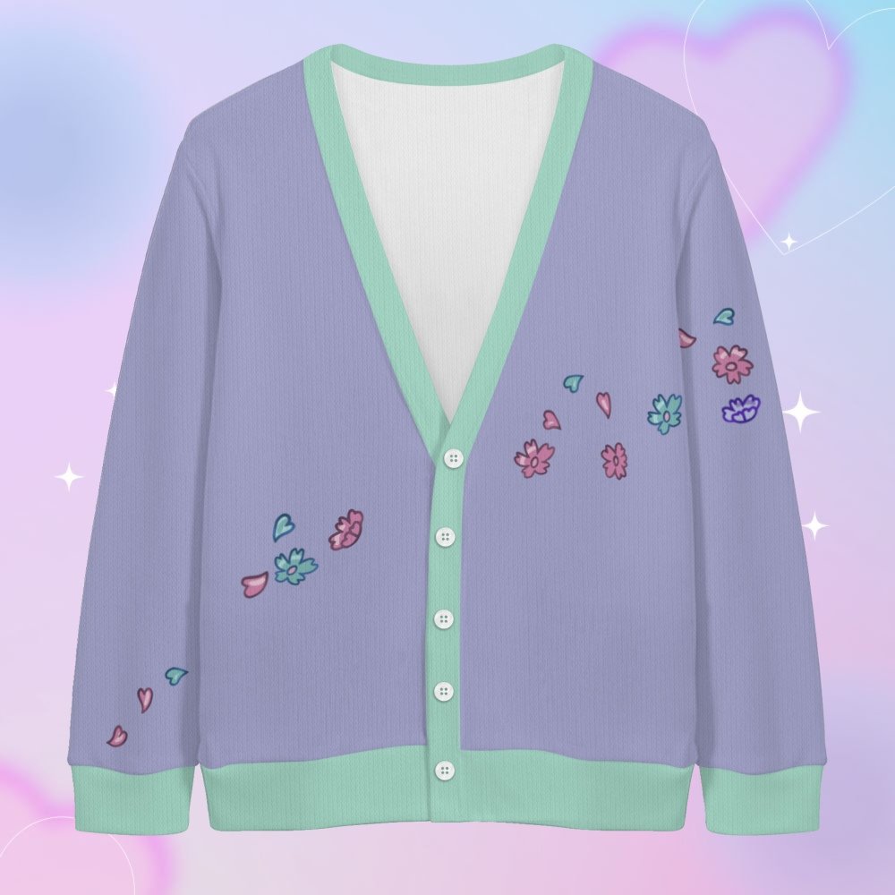 Pastel Dragon Cardigan – Unisex Oversized Button-Up Cardigan S–7XL – Green and Purple