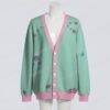 Pastel Dragon Cardigan – Unisex Oversized Button-Up Cardigan S–7XL – Green and Pink