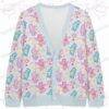 carebears-blue-cardigan-fr.jpg Care Bears pattern cardigan pastel blue trim oversized knit sweater