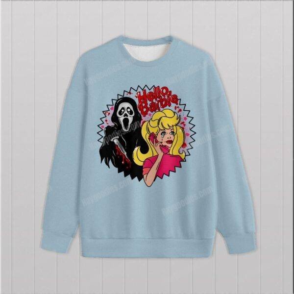 Barbie and Ghostface sweatshirt-chambray-7.jpg Hello Barbie Unisex Sweatshirt-XS to 6XL-Various Colours