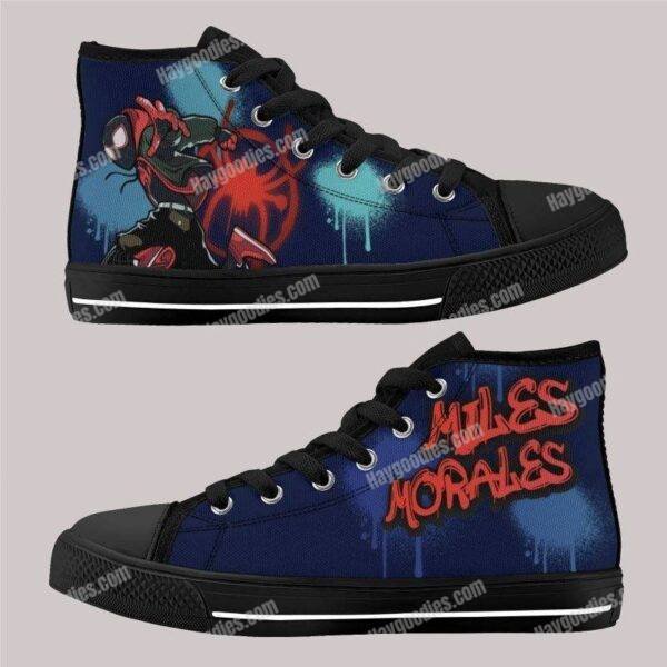 download-5.jpg Miles Morales Spider-Man Kids High Top Canvas Shoes-Navy
