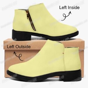 Custom Coloured Pastel Yellow Suede Zipper Ankle Boots