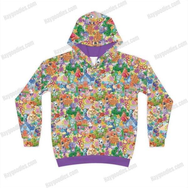 Animal Crossing kids hoodie all-over print purple