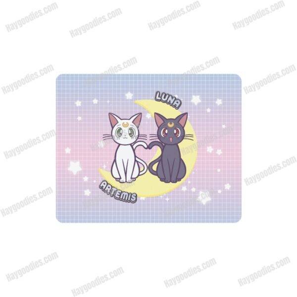 front.jpeg Luna and Artemis Mousepad | Sailor Moon Anime Desk Mat | Non-Slip 9.8″ x 7.8″