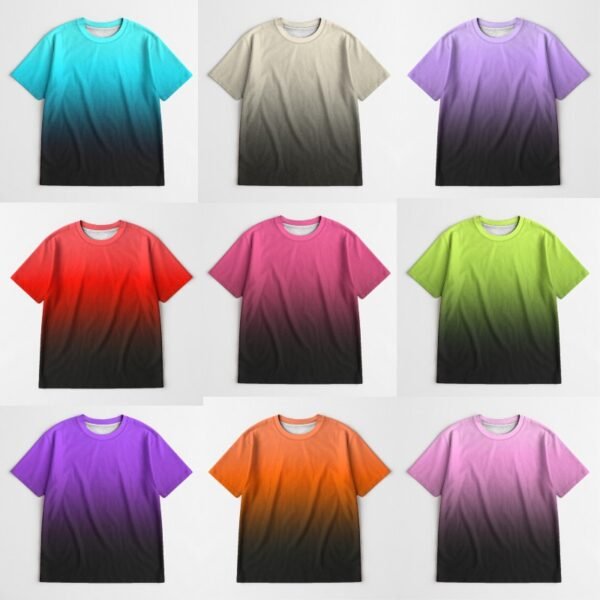 custom ombre t-shirt oversized gradient fade to black unisex tee 9 colours
