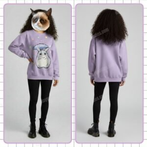 rain totoro sweatshirt Star Rain Totoro sweatshirt chibi Totoro umbrella pastel stars detail