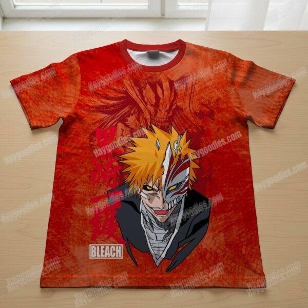 Bleach anime t-shirt lightweight soft-touch blend red collar