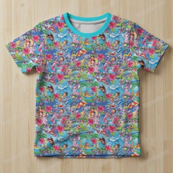Lilo and Stitch Pattern Kids Unisex T-Shirt