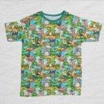 Jungle Book pattern kids t-shirt unisex all-over print teal collar