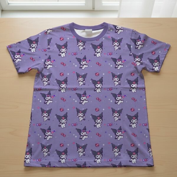 Kuromi t-shirt kawaii Sanrio all-over pattern purple