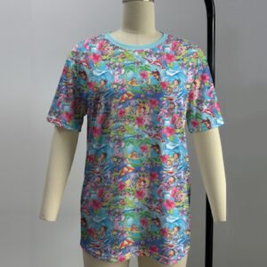 Lilo and Stitch t-shirt all-over pattern blue collar unisex tee