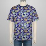 Mandalorian t-shirt Grogu all-over pattern purple galaxy background