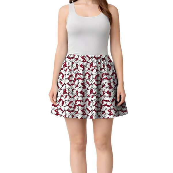 Hello Kitty Red Bow All-Over Pattern Skater Skirt with Pockets | S–6XL