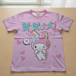 My Melody t-shirt kawaii Sanrio large centre graphic pink background