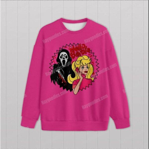 Barbie and Ghostface sweatshirt-neonpink.jpg Hello Barbie Unisex Sweatshirt-XS to 6XL-Various Colours