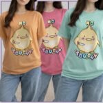 duck with knife t-shirt No Touchy kawaii duck graphic pastel orange