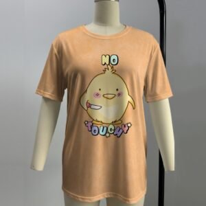 duck with knife t-shirt No Touchy kawaii duck graphic pastel orange