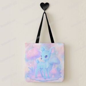 kawaii deer tote bag eco-friendly reusable pastel aesthetic shopping bag