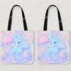 kawaii pastel deer tote bag foldable lightweight 500D Oxford 16x15 inch