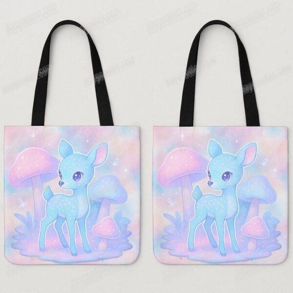 kawaii pastel deer tote bag foldable lightweight 500D Oxford 16x15 inch