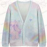Kawaii pastel cat cardigan oversized knit sweater