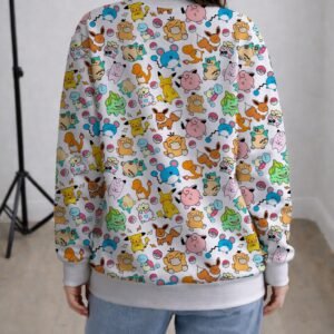 Pokemon sweatshirt kawaii chibi all-over pattern white background