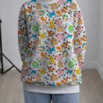 Pokemon sweatshirt kawaii chibi all-over pattern white background