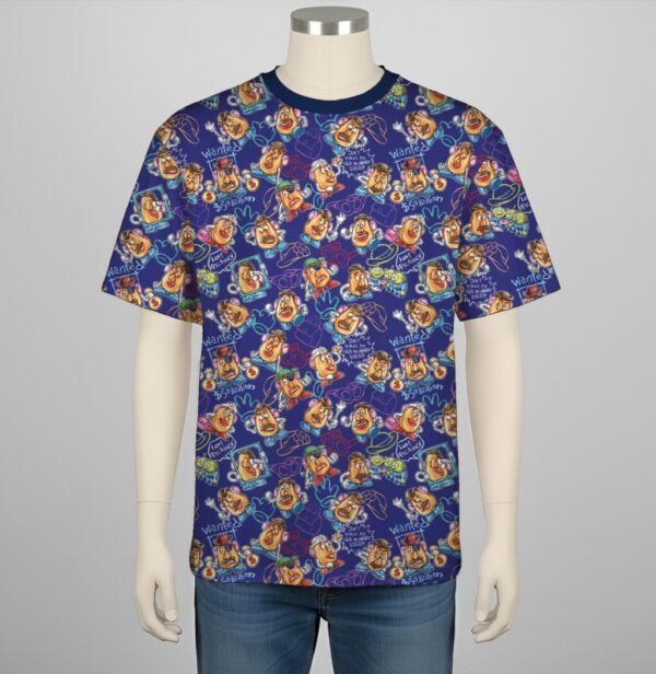 Mr Potato Head t-shirt all-over pattern navy background unisex tee