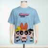 powerpuff-blue-fr Powerpuff Girls T-Shirt – Blossom Bubbles Buttercup & Mojo Jojo Unisex Tee | XS to 7XL