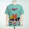 powerpuff-green-fr Powerpuff Girls T-Shirt – Blossom Bubbles Buttercup & Mojo Jojo Unisex Tee | XS to 7XL
