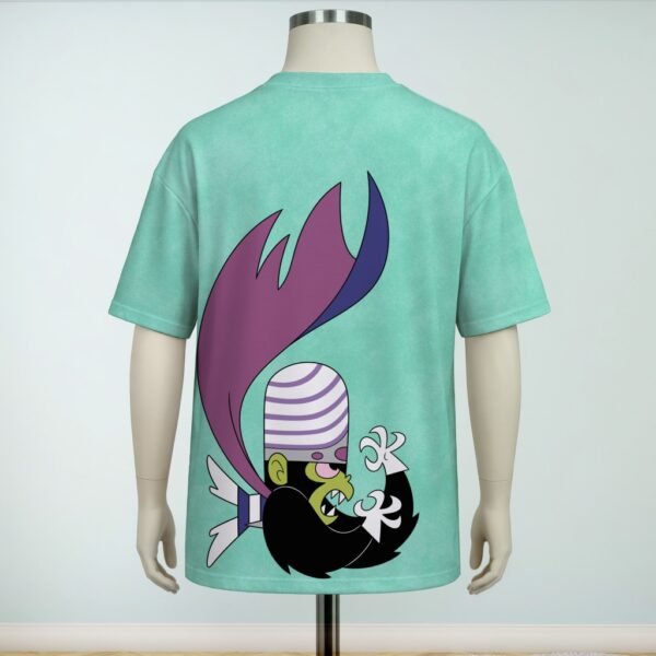 ppg-green-bk Powerpuff Girls t-shirt all-over pattern Blossom Bubbles Buttercup Mojo Jojo green