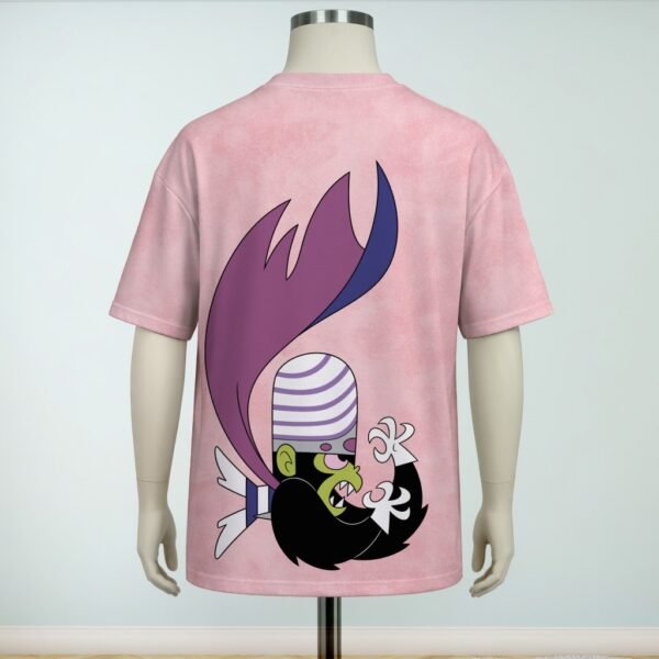 ppg-pink-bk Powerpuff Girls t-shirt all-over pattern Blossom Bubbles Buttercup Mojo Jojo pink