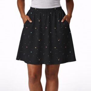 Black skater skirt colourful stars pockets S to 6XL