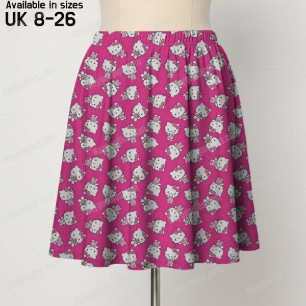 Hello Kitty hot pink skater skirt all-over pattern pockets