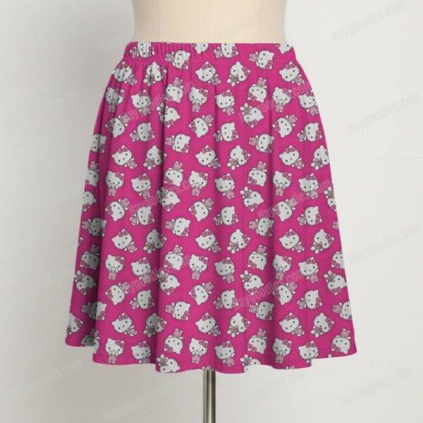 Hello Kitty Pattern Skater Skirt with Pockets – Stretch A-Line Mini (UK 8–26)