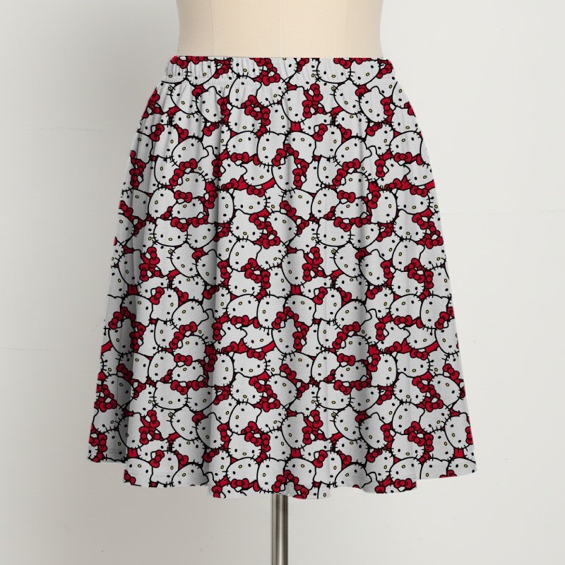 Hello Kitty red bow all-over print white skirt pattern detail
