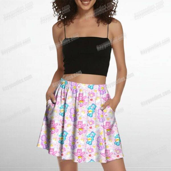 Care Bears skirt pink pattern short skirt with pockets