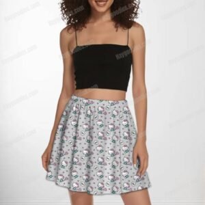 Hello Kitty Pattern Skater Skirt with Pockets – Stretch A-Line Mini (UK 8–26)