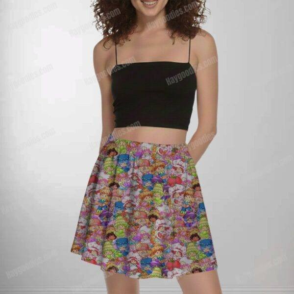 Strawberry Shortcake Characters Skater Skirt with Pockets – Stretch A-Line Mini (UK 8–26)