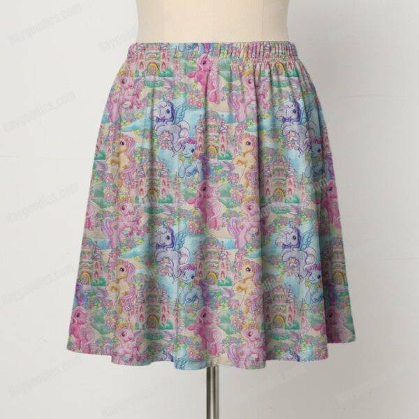 My Little Pony Pattern Skater Skirt with Pockets – Stretch A-Line Mini (UK 8–26)