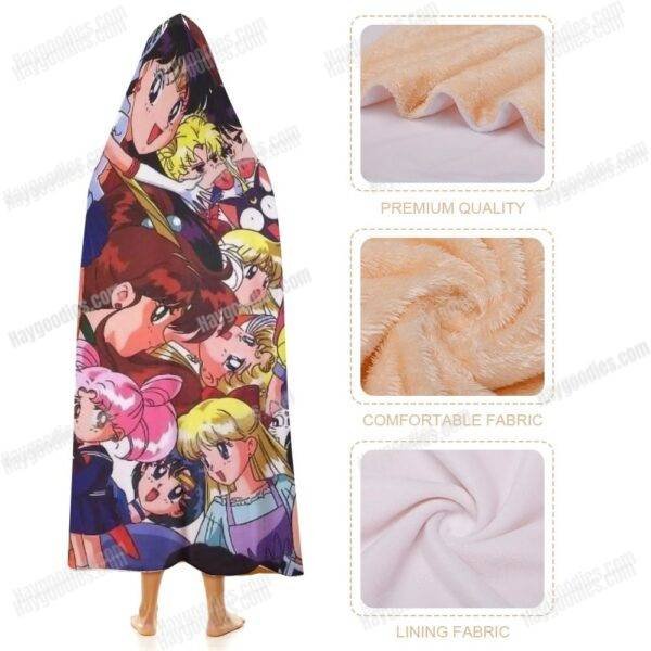 sm5.jpeg Sailor Moon and Friends Cloak Hooded Blanket – Various Designs | 3 Sizes
