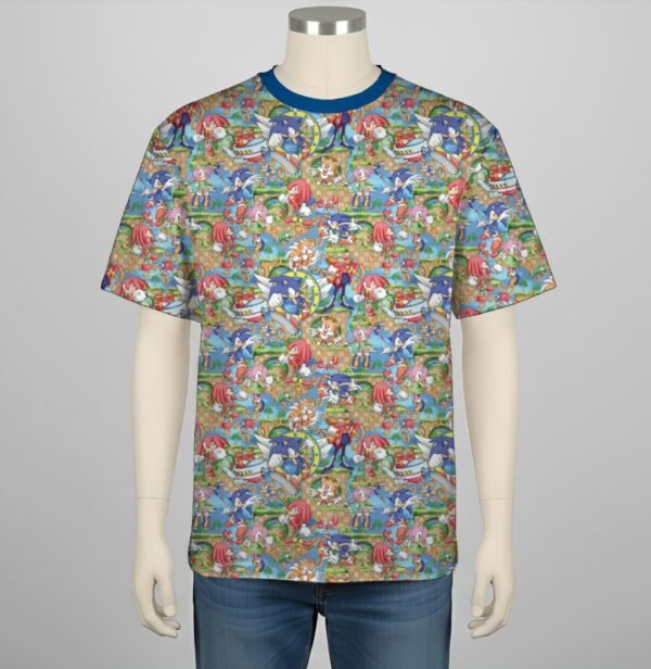 Sonic the Hedgehog t-shirt all-over pattern unisex tee