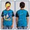 Sonic the Hedgehog graphic kids t-shirt blue black contrast sleeves