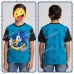 Sonic the Hedgehog graphic kids t-shirt blue black contrast sleeves