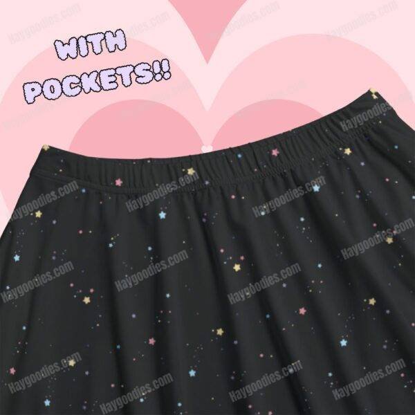 starskirt.jpg Black Skater Skirt with Colourful Stars & Pockets – Stretch A-Line Mini (UK 8–26)