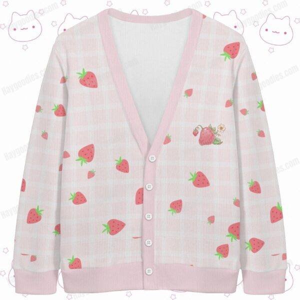 strawberryshortcake-cardigan-fr.jpg Strawberry Shortcake Knit Cardigan – Cosy & Size-Inclusive (S–7XL)