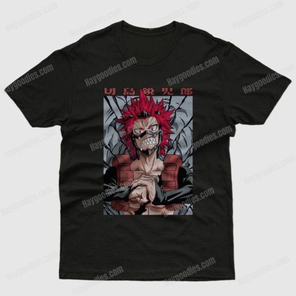 Kirishima Eijiro-Red Riot Unisex Black T-Shirts-Kids and Adult Sizes to 5XL-Various Designs
