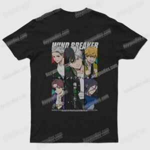 Wind Breaker Unisex Black T-Shirts- Adult Sizes to 5XL