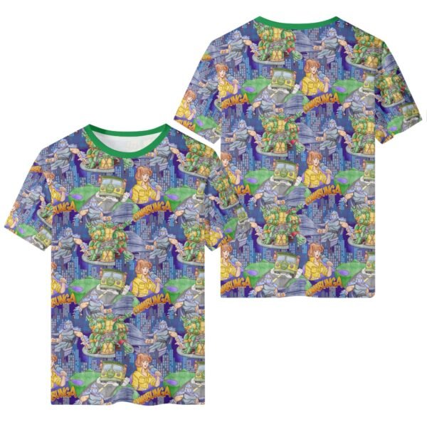 Teenage Mutant Ninja Turtles t-shirt all-over pattern green collar