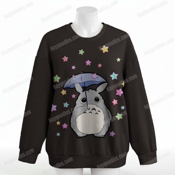 Star Rain Totoro sweatshirt relaxed drop-shoulder unisex-black